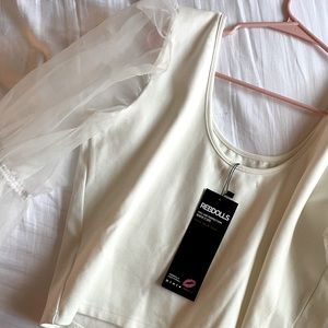 Rebdolls White Top w/ Sheer Sleeves